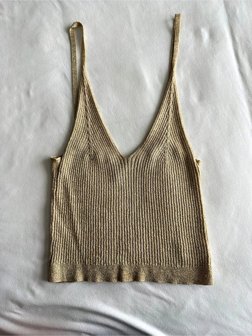 Lush Ribbed Knit Camisole in Gold Size Small Like New
